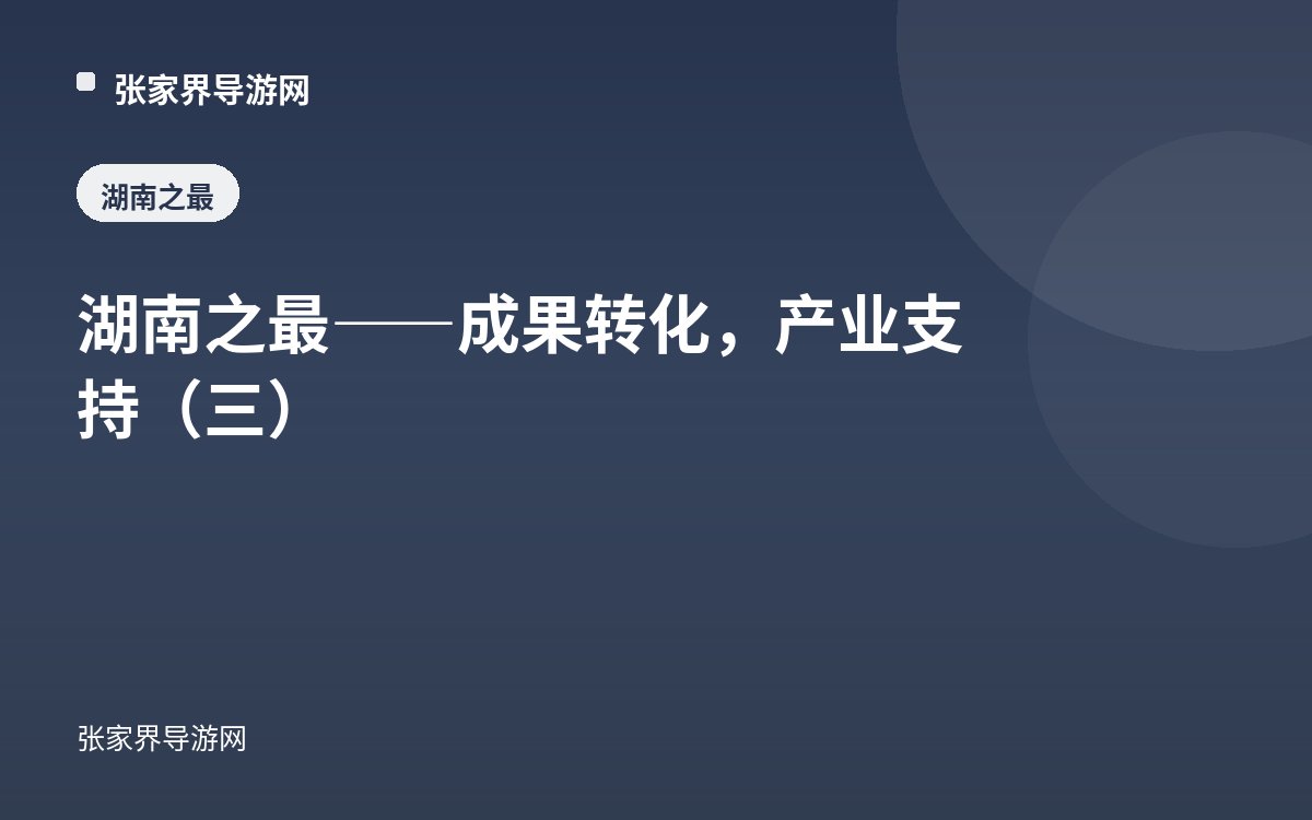 湖南之最——成果转化，产业支持（三）